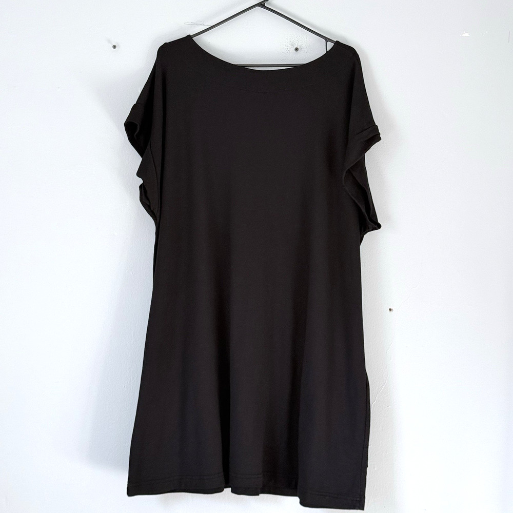Bryn Walker Dress Size 2X Black Short Sleeve Knee Length Pockets Knit - Picture 2 of 8